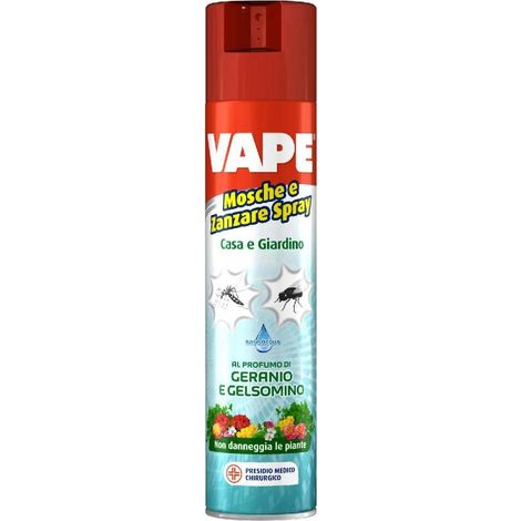 VAPE INSETTICIDA MOSCHE E ZANZARE IN SPRAY PROFUMO GERANIO E GELSOMINO 400 ML (1/2)