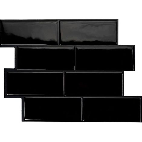 Paneles adhesivos para salpicaderos - negro urbano - efecto porcelana - 11,5" x 8,5" (paquete de 10) (1/5)
