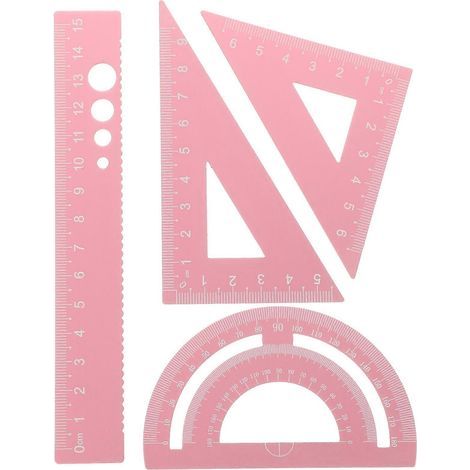 1 Set mathematischer Lineale, Messset, Geometrie-Werkzeuge, Schul- und Bürobedarf für Mathematik – 9,50 x 5,80 x 0,20 cm – Rosa (1/3)