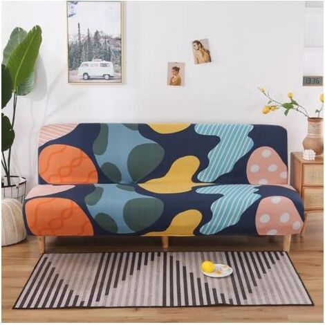 Universeller Stretch-Sofabezug ohne Armlehnen, 3-Sitzer Jacquard-Stretch-Klick-Klack-Sofabezug, wasserdicht, rutschfester Schutzbezug für armlose Futons (1/5)