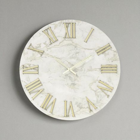 Orologio HAROLD rotondo D60 cm in legno rivestito con parato Oro