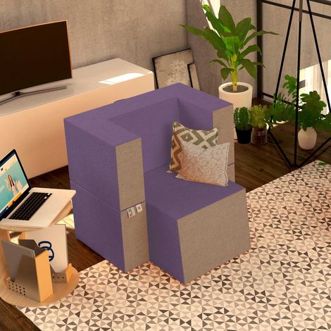 Baldiflex Poltrona Morbida Convertibile in Pouf color Viola Praticha (1/5)