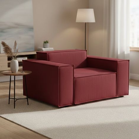 Dmora - Sillón Dbrogn, Sillón, 100% Made in Italy, Sillón relax en tela tapizada, 160x95h70cm, Rojo (1/5)