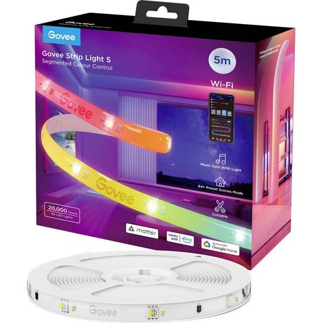 Govee Striscia LED S 5 Metri, RGBIC Wi-Fi e Bluetooth, Illuminazione Decorativa Multicolore (1/3)