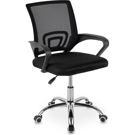 DASCK - Sedia da Ufficio in Maglia Altezza Regolabile per Lavoro Sedia Scrivania Ergonomica Girevole - Piede Cromato (1/5)