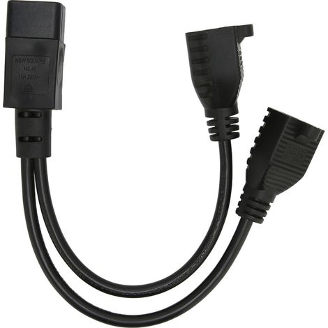 Câble Y de Prise C14 Mâle à Double 5‑15R Femelle, 30 cm, 10A 250V, Diviseur d'Alimentation (1/5)