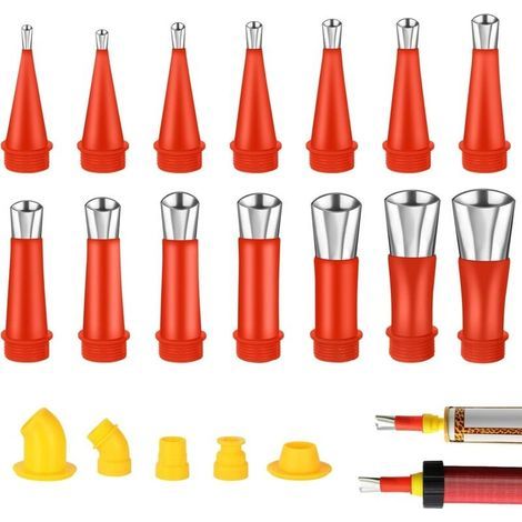 Stainless Steel Caulking Nozzle Applicator, 19PCS Universal Integrated Rubber Nozzle Tools, Caulking Gun Nozzle Caulking Tool for Kitchen, Bathroom (1/5)