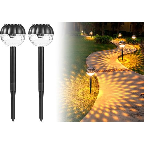 lampes pelouse à 9LED éclairage paysager solaire étanche extérieur monté au sol [modèle flamme clignotante ] 2 pièces Jaune (1/5)