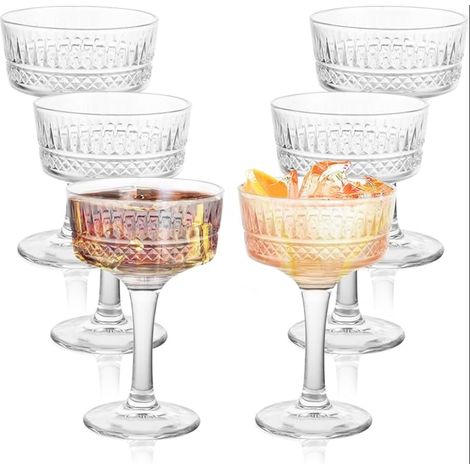 Champagne Glasses Vintage 260ml Clear Martini Espresso Cocktail for Wedding Party, Festive Occasions and Evening Parties (1/5)