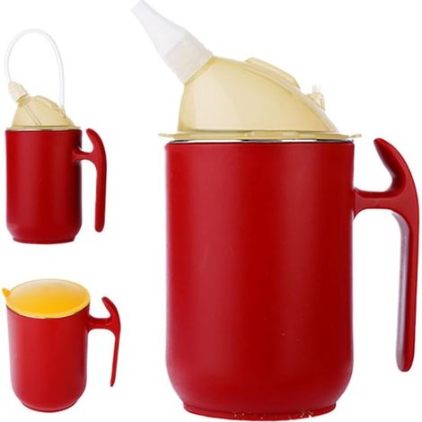 Gobelet pour personnes âgées - Gobelet supplémentaire - Boire en toute sécurité - Conception anti-fuite - 400 m - Rouge (1/5)