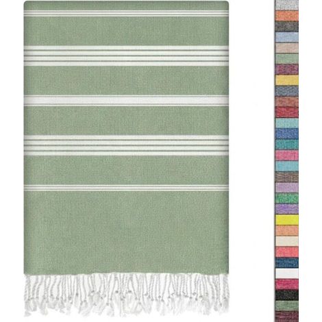 BelleRise - Serviette de plage turque - 96,5 x 177,8 cm (38 x 70 pouces) extra large - Prélavée, légère, séchage rapide (vert pomme) (1/5)