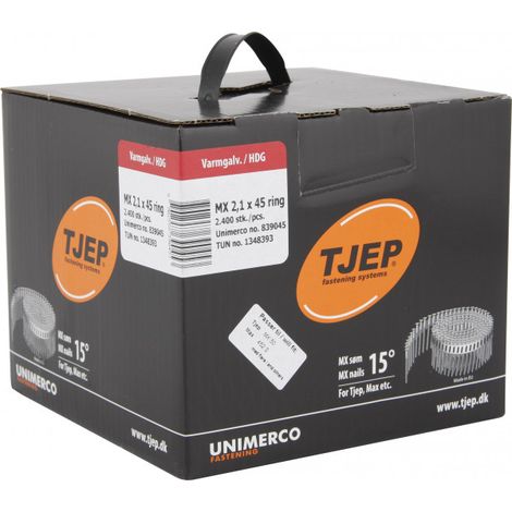 2,1x45mm Ring feuerverzinkt MX Coilnägel für Tjep MX-50 Coilnagler f. Holzschindeln 2,4M-EN12556