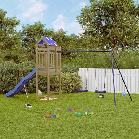 Aire de jeux extérieure : Aire de jeux d'extérieur bois massif de douglas jeu extérieur enfant, aire de jeu jardin, balançoire enfant , pour jardin, usage domestique , enfant 3-8 ans (1/5)