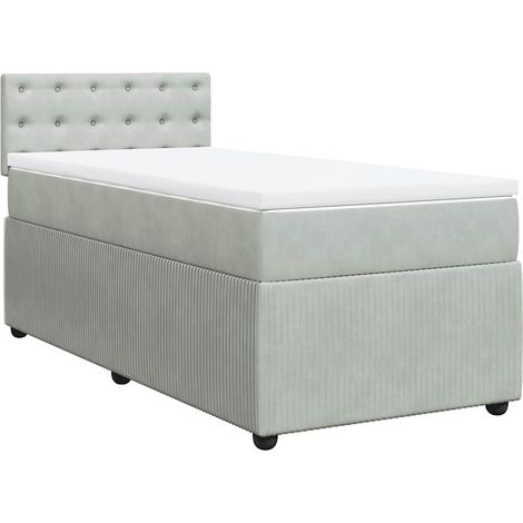 Maison Exclusive - Cama box spring con colchón terciopelo gris cl (1/5)