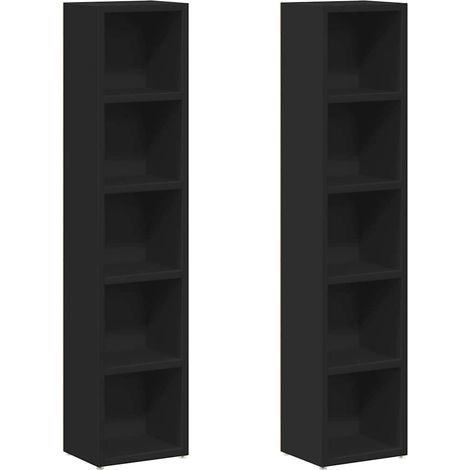 Maison Exclusive - Scaffali Porta CD 2 pz Neri 21x16x93,5 cm Legno Multistrato (1/5)
