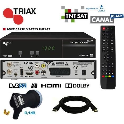Décodeur Satellite - TRIAX - THR 9900 HD - Carte TNTSAT - Câble HDMI 2M - LNB 1 Sortie