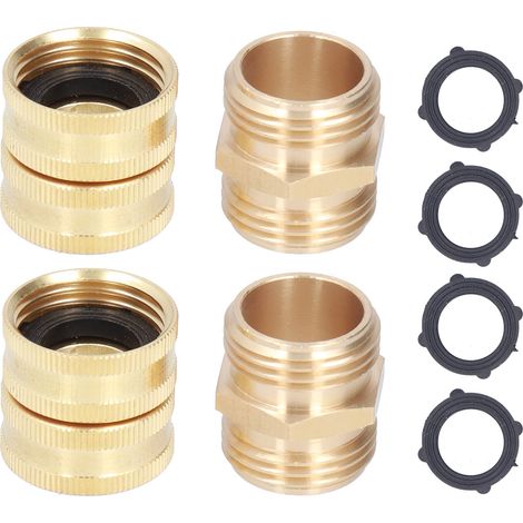 Lot de 2 adaptateurs de tuyau en laiton 3/4 pouce, adaptateurs bidirectionnels, durables et pratiques pour le jardinage et le lavage en machine. (1/5)