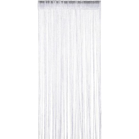 Rideau de porte moustiquaire, 1 pièce, avec fil à paillettes blanches, 90 x 200 cm, séparateur de pièce, pour porte extérieure et décoration festive.