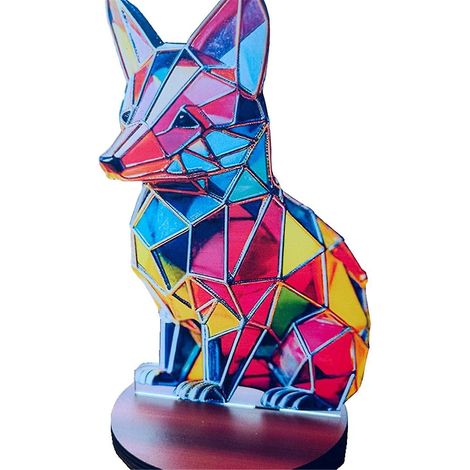 Ornement de bureau double face multicolore, renard (1/5)