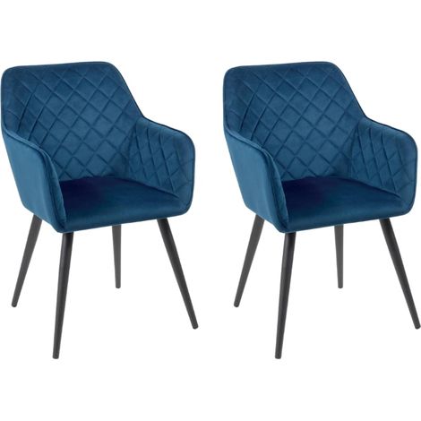 Lot de 2 chaises velours capitonné bleu 54cm Casita CORK (1/2)
