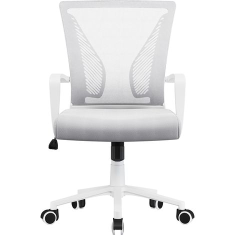 Yaheetech Chaise Bureau avec Siège Dossier en Maille Respirante Hauteur Réglable Fauteuil d'Ordinateur Inclinable à roulettes Pivotantes Charge 136kg Gris Clair
