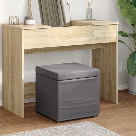 vidaXL  Stool  Grey 41 x 41 x 40 cm Faux Leather and Engineered Wood
