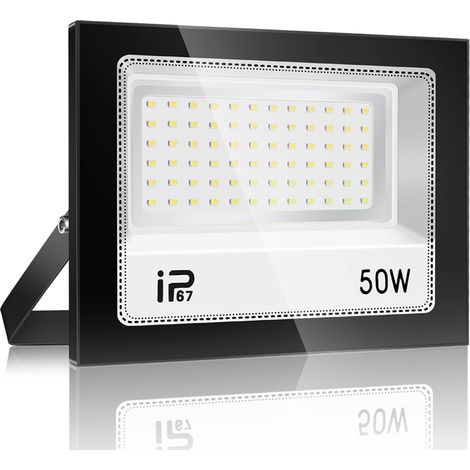 Projecteur Led Extérieur 50W，5000lm Spot LED Extérieur，7000K Blanc Froid，IP67 Etanche Super Lumineux Eclairage Exterieur，Éclairage mural d'extérieur pour Jardin, Patio, Garage