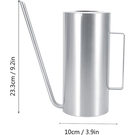 Regadera metálica de 1,5 litros con asa ergonómica y boquilla larga para uso interior y exterior. (1/5)