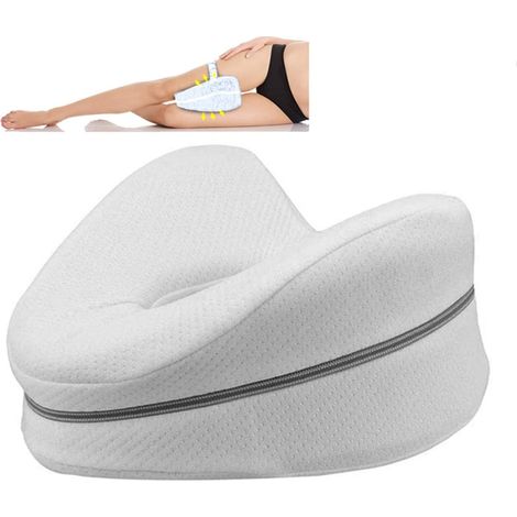 Oreiller orthopédique en forme de cœur pour les jambes, oreiller en forme de coin avec soutien des genoux, oreiller pour sciatique, oreiller corporel-AquaForge (1/4)