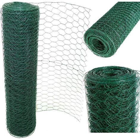 Chicken Wire Mesh �C Wire Fencing for Chickens, Aviary, Rabbits and Gardens Fence Wire Roll in Many Lengths & Heights PVC Coated, Green. 25M Long 60cm High (1/3)