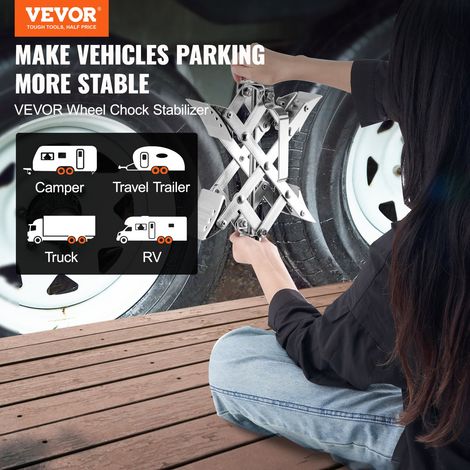 Stabilisateur de Roue de Camping-car en Forme de X, Cale Roue, Adapté pour Un Espace de Pneu de 3,8 à 25,4 cm, 2 Jeux, avec Clé à C… (1/5)