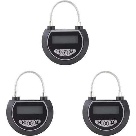 3X Verrouillage électronique à minuterie, conteneur de verrouillage multifonctionnel pour jouets, noir (1/5)