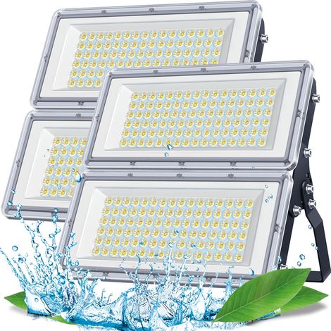 Projecteur LED Extérieur 200W 2 Pièce, 2 en 1 20000LM 7000K Spot LED Extérieur, IP67 Étanche 85-265V Lampe Exterieur pour Jardin Garage Usine