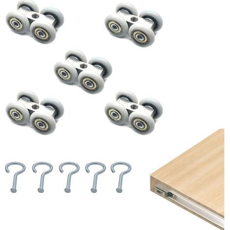 Set of 5 sliding door rollers, sliding door hardware, suitable for sliding doors, cabinets, compartments (1/5)