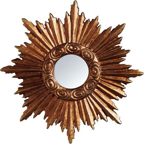 Mini Miroir en résine Soleil doré  15cm