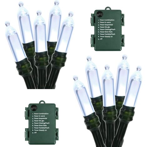 Guirlande Lumineuse De Noël - 5 M 50 Led Fonctionnant Sur Piles - Miniguirlande À Minilampes Blanc Chaud - Étanche Pour Intérieur Et Extérieur - Miniguirlande Avec Minuterie Automatique Et 8 Modes - 2 (1/5)