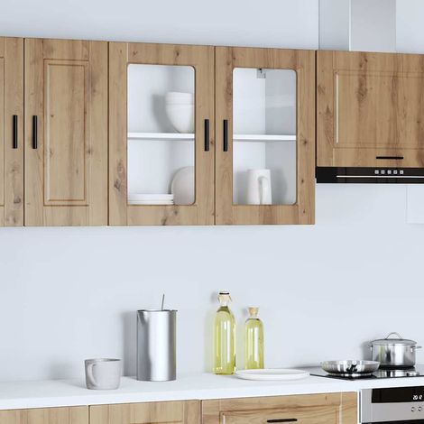 Küchen-Hängeschrank mit Glastür Porto Artisan-Eiche
