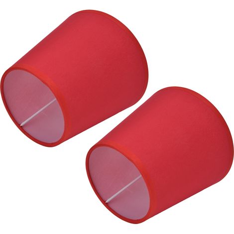 2 abat-jour en tissu de style européen pour douille E14, adaptés aux suspensions, lampes de table et lampadaires (PX16, Rouge) (1/5)
