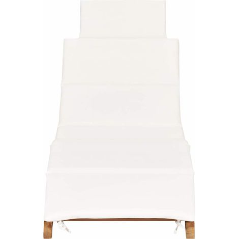 Maison Exclusive - Chaise longue pliable avec coussin blanc crème Bois de teck (1/5)