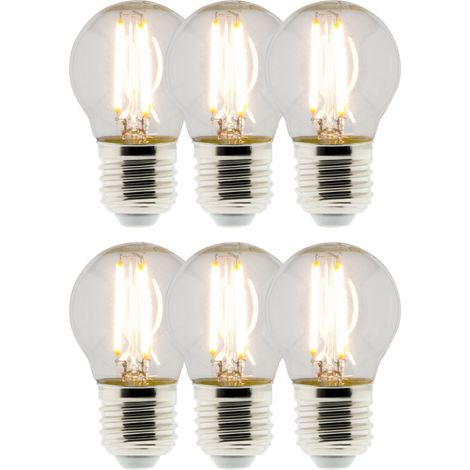 Lot de 6 Ampoules Déco filament LED Sphérique 4W E27 470lm 2700K