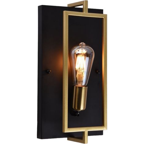 Applique a parete stile retrò lampada a muro in metallo per LED E27 colore nero e bronzo (1/5)