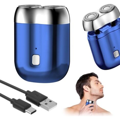 Mini rasoio elettrico impermeabile IPX7 con 7000 giri/min e testina magnetica (blu) (1/4)