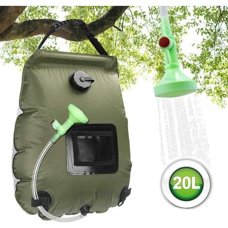 EASYCOMFORT Sac de Douche Solaire 20L, Chauffe-Eau Solaire Portable et Pliant pour Camping, Randonnée et Escalade, Eau Chaude à 45°C avec Tête de Douche Commutable (1/5)