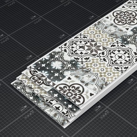 Lambris PVC 250 mm - Lot de 4 Lames - Carreaux de Ciment