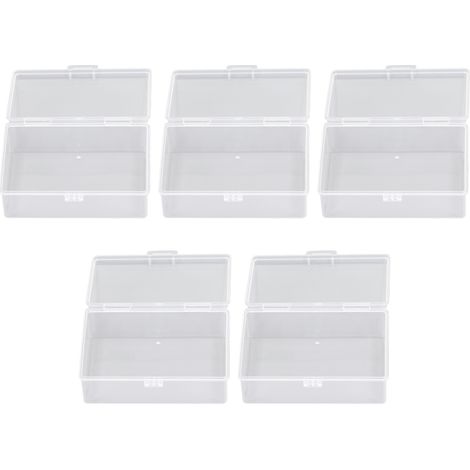 Boîte de rangement transparente étanche 5 pièces, petit contenant en plastique polyvalent pour perles, bijoux et loisirs créatifs, organiseur clair multifonction (1/5)