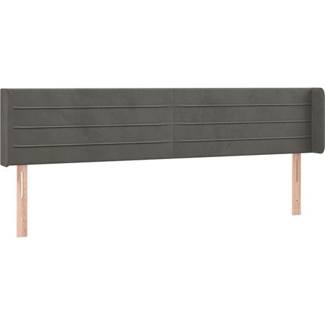 Tête de lit accessoire couchage chambre à coucher meuble à LED 183 x 16 x 78/88 cm tissu velours gris foncé TDL0201091