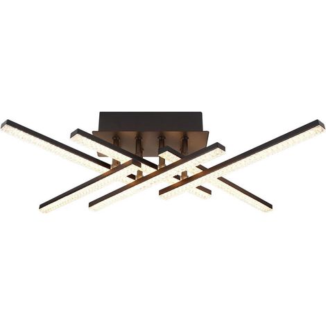 GBLY Plafoniera LED Soggiorno - 52CM Nero Dimmerabile Moderno 36W Illuminazione da soffitto in cristallo di design in metallo per Cucina Camera da letto