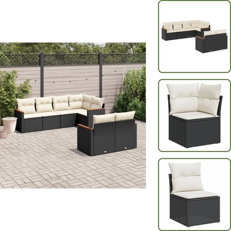 Salon de jardin 7 pcs avec coussins noir résine tressée - Salon De Jardin - Mobilier De Jardin - Salon Extérieur - Set De Salon - Résine Tressée (1/5)