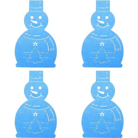 Lot de 4 pochettes à couverts bonhomme de neige en feutrine, thème Noël, pour ranger les fourchettes.-21X13CM-Blue