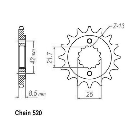 Pignon TT Kawasaki - 520 - 15 Dents - Similaire JTF512 - Made in Germany
